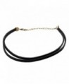 Pop Fashion Choker- Necklace- Simple- Velvet- Thin Choker- Double Strand- - Black - CA12MU8XET5