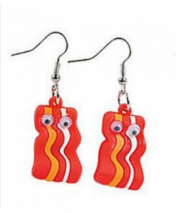 For The Love of BACON! Bacon Googly Eye Earrings Red - CB11Q90Q5Y7