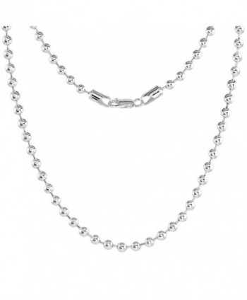 Sterling Silver Plain Pallini Bead Ball Chain Necklace 1.2mm - 5 mm Nickel Free Italy - CJ111CNDJ7H