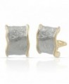JanKuo Jewelry Gold Plated Hammered Texture Style Two Tone Half Semi Hoop Clip On Earrings - CN117N559MV