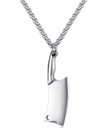 Xusamss Fashion Classic Titanium Steel Kitchen Knife Tag Pendant Necklace-24inches Chain - White - CL17Y0NOWN2