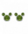 Simulated Green Peridot Mickey Mouse Stud Earrings In 14K Gold Over Sterling Silver - CQ12NSQ1SKP