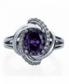 Sterling Silver Celtic Love Knot 2ct Oval Simulated Amethyst CZ Cocktail Ring ( Size 5 to 9 ) - CH120FSXMT9