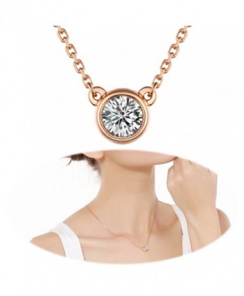 Necklace Rhinestone Pendants Solitaire Collarbone - Rose Gold - CZ186XYODL0