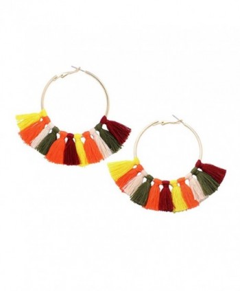 Bohemian Tassel Earrings Black Hoop Round Jewelry Big Sector Valentine's Day Gift - Mix-color - CR185O7CDUM
