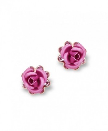 FAIRY COUPLE Women's Rose Flower Stud Earrings (Pink) E16 - CB11KYGZBHT