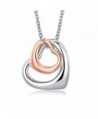 Double Heart Two Tone Necklace 18K Rose Gold Plated Eternal Lifetime Loving You Interlocking Heart Charms - CJ184ZT5RGH
