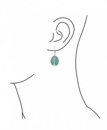 Silver Synthetic Turquoise Leverback Earrings
