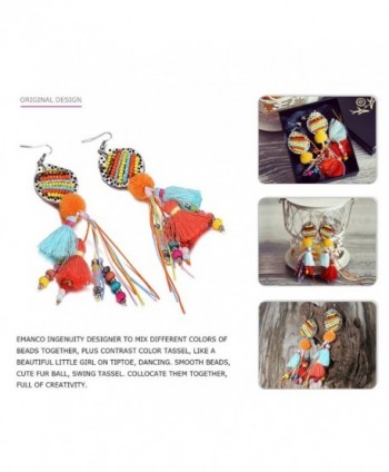 eManco Bohemian Multicolor Earrings Handmade in Women's Drop & Dangle Earrings