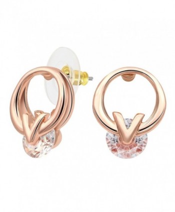 Kemstone Rose Gold Tone Crystal Accented Character V Stud Earrings - C312HLRJFEN