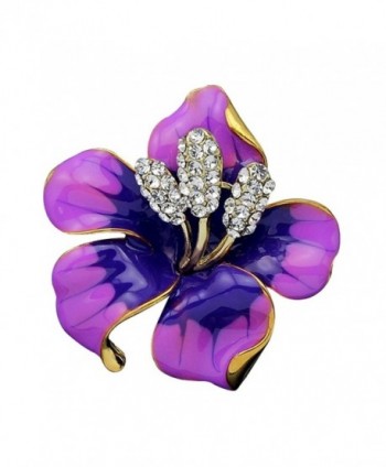 JewelryHouse Fancy Vintage Rose Flower Imitation Crystal Colourful Women Brooch Pin - Purple - CF12MYYK4ND