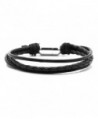 Xusamss Hip Hop Alloy Multilayer Leather Buckle Bracelet-7.0inches - Black - CI183IXDCGY