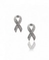 Crystal Embedded Breast Cancer Awareness Ribbon Earrings - C611BE0I0S1