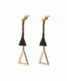 Titanium Plated Hollow Triangle Earrings - Rose Gold /Black Color - CN187OW02RT