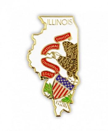 PinMart's State Shape of Illinois and Illinois Flag Lapel Pin - CM119PEP5H7