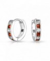 Bling Jewelry Simulated Garnet Two Tone CZ Sterling Silver Huggie Hoop Earrings - CO11N5P8RDV