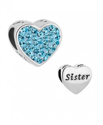 DemiJewelry Sister Charms Heart Charm Beads For Bracelets - Blue - C917Z4UIHHX