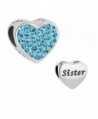 DemiJewelry Sister Charms Heart Charm Beads For Bracelets - Blue - C917Z4UIHHX
