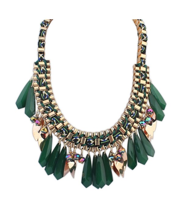 SunIfSnow Women Fashion Exotic Hand-Woven Clavicle Exaggerated Drop Necklace - green - C9128P3GGK3