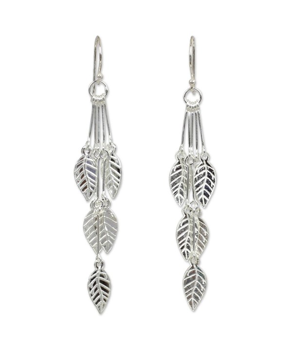 NOVICA .925 Sterling Silver Leaf-Shaped Dangle Earrings- 'Leaf Chimes' - C2114VZMODD