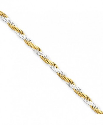 2.5mm Sterling Silver & 10k Yellow Plated Solid Rope Bracelet- 7 Inch - C61152RBU0H