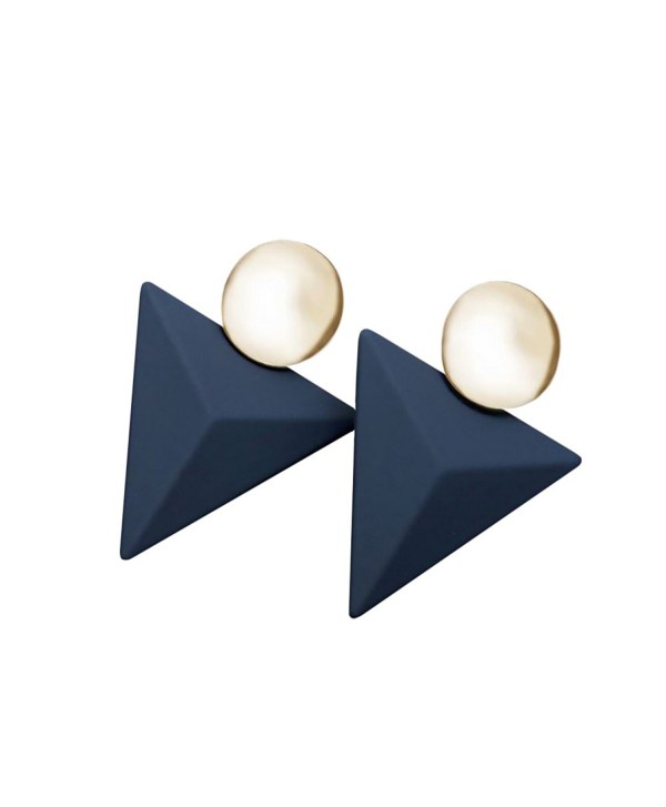 Fashion Goldtone Drop Earrings Round Plastic Disco Jewelry - Dark Blue - CQ189XXWI94
