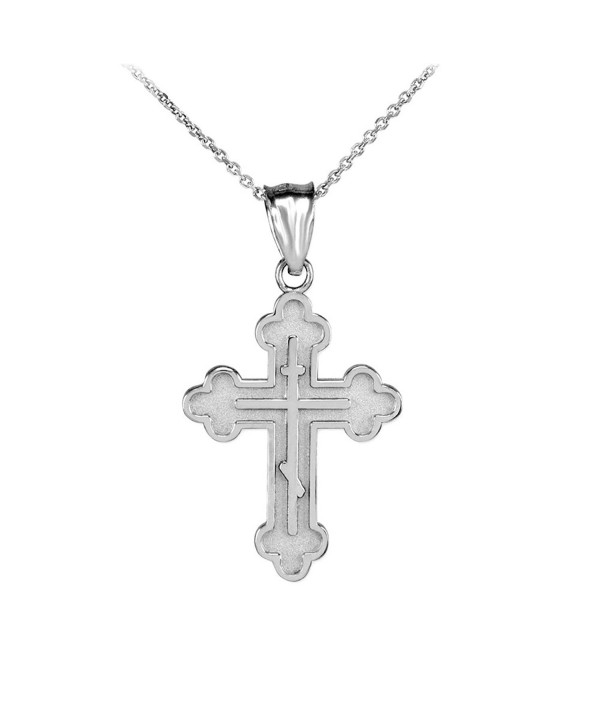 925 Sterling Silver Eastern Orthodox Cross Charm Pendant Necklace - CB123ZS01J5