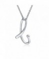 Bling Jewelry Sterling Silver Letter B Script Initial Pendant Necklace 18 inches - CX114G1PLJ1