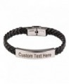 Gagafeel Leather Classic Braided Rope Bracelet Custom Engraved Message Stainless Steel Bangle Unisex Gift - Black - CS18366ATQZ