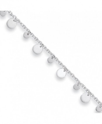 Black Bow Jewelry Sterling Silver Circle Drop Anklet- 10 Inch - CS114KASJ05