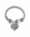Yorkie Mom Pave Heart Charm Bracelet Silver Plated Lobster Clasp Clear Crystal Charm - C7123HZCWZH