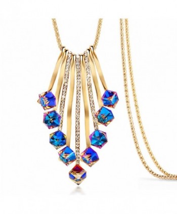 Merdia Long Chain Necklace for Women Tassel Sweater Necklace with Created Crystals Colorful - C4187DNNZ5U