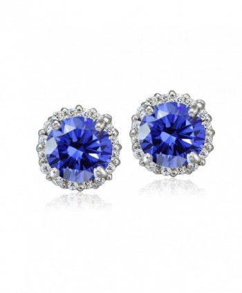 Platinum Flashed Silver Zirconia Earrings - blue-violet - CS12DUCFFHJ