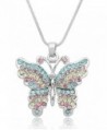 Crystal Embellished Butterfly Pendant Necklace - Pastel Stripes - CJ187UEUQN0