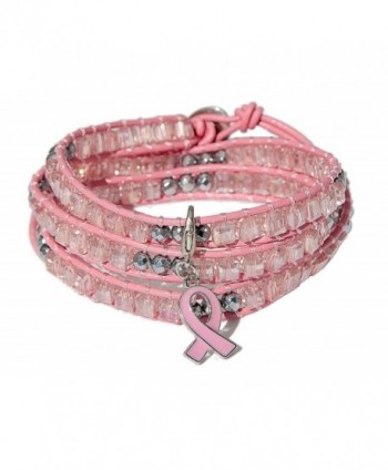 3 Wrap Pink Ribbon Bracelet | SPUNKYsoul Collection - CR187572YRY