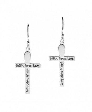 Elegant Faith-Hope-Love Cross .925 Sterling Silver Dangle Earrings - C111WWUQ4DZ