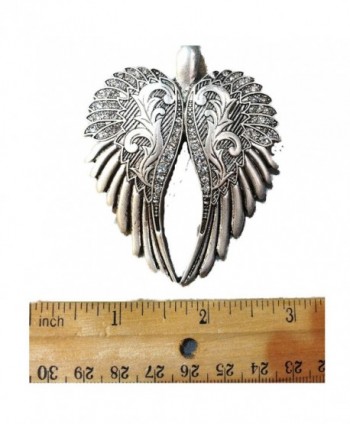 Burnished Silver & Crystal Angel Wings on Silver Swirl Neckwire Necklace - CJ11XZLGDCR