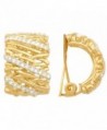 JanKuo Jewelry Gold Plated Interlacing Pattern Crystals Half Semi Hoop Clip On Earrings - CB117MQWRJJ
