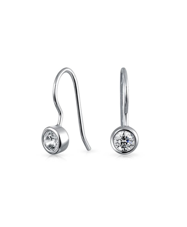 Bling Jewelry Bezel Set CZ Rhodium Plated Drop Earrings - CC11WJR47LR