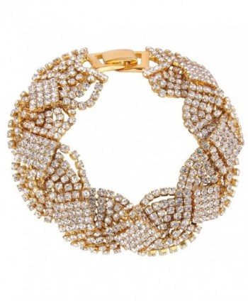 BriLove Women's Elegant Wedding Bridal Crystal Inspired Bling Charming Tennis Bracelet - Gold-Tone - CM12LMPSEG5