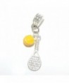 Jewelry Monster Dangling "Tennis Racket w/ Yellow Ball" Charm Bead for Snake Chain Charm Bracelet - CH11TDJX8ZZ