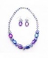 Bleek2Sheek Blue Alexandrite Oval Crystal Necklace and Earring Set - CJ11P5D26XN