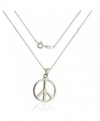 925 Sterling Silver Peace Sign Necklace (Pendant with Chain) - CI120IP7I3Z