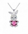 EleQueen Easter Day Women's Silver-tone Bunny Heart Pendant Necklace Adorned with Swarovski? Crystals - Pink - CX129WRZ6T3