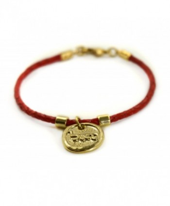 Kabbalah 72 Names of God Gold Plated Red Leather Bracelet SAL for Prosperity - CJ12NBA0DYP
