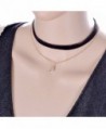 Pop Fashion Black- Velvet- Choker- Necklace- Gold Chain- Layered Necklace- Charm- Choker Layer - Black - C012MU8XVGV