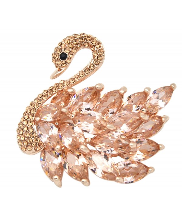 Gyn&Joy Women's Luxury 3D Austrian Crystal Elegant Swan Bird Bridal Brooch Pin BZ073 - CH182GC4QKQ