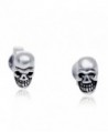 Sterling Silver Skull Head Post Stud Earrings- 8mm - CC12JD9DXJP