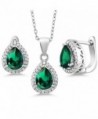 6.50 Ct Pear Shape Green Nano Emerald 925 Sterling Silver Pendant Earrings Set - CK11NH796PZ