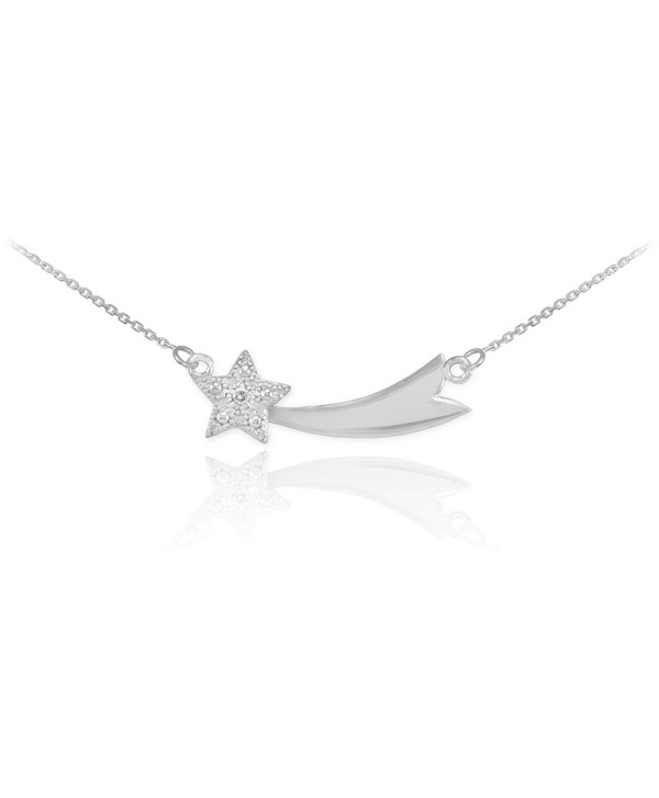 925 Sterling Silver CZ-Studded Shooting Star Pendant Necklace - C511K9WNFNF